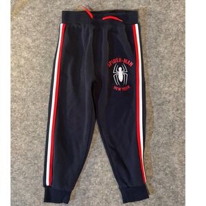 Marvel Spider-Man Boys Navy Blue Jogger Sweatpants Side Stripe Size 6 1710374